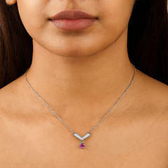 Queen’s Ruby Crest – Mashha 925 Silver Necklace