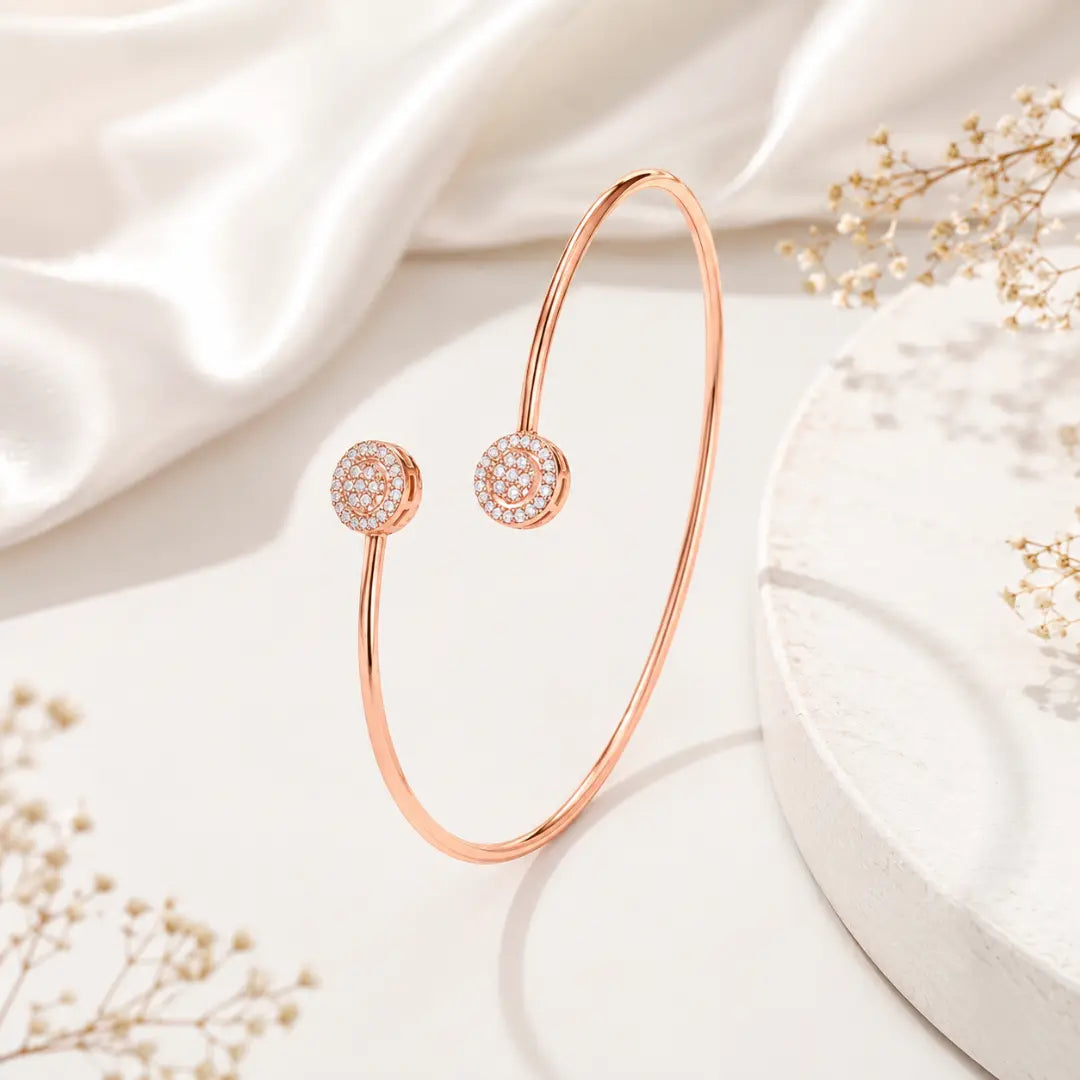 Radiance Dual Halo Bangle 18 Kt gold Plated Mashha