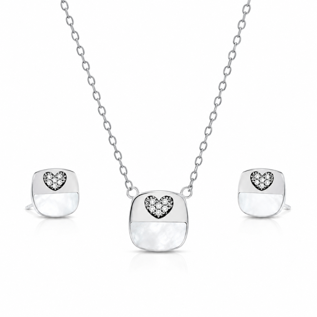 Mashha 925 Silver Rhodium Plated Amara Glow Set Mashha