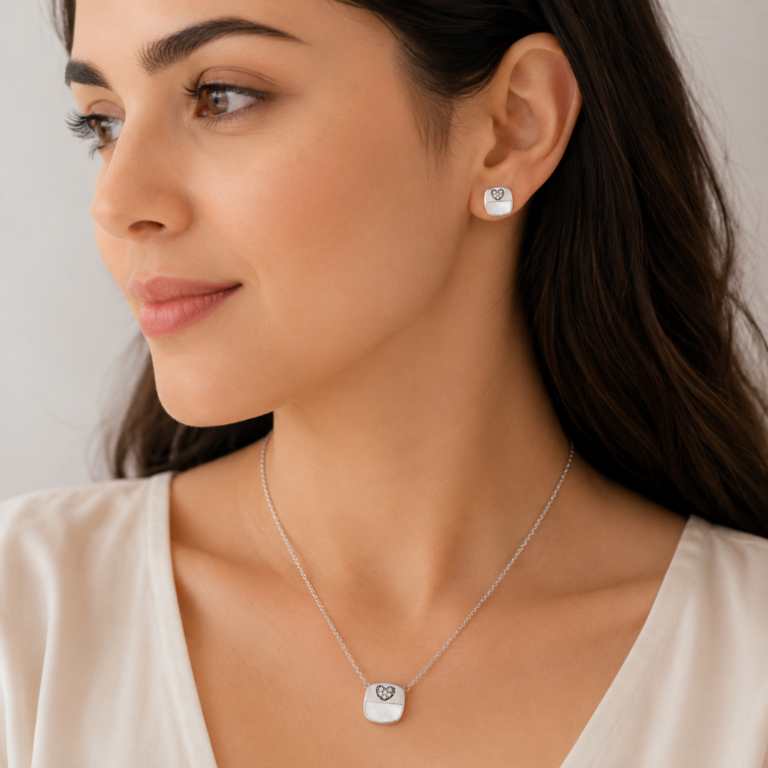 Mashha 925 Silver Rhodium Plated Amara Glow Set Mashha