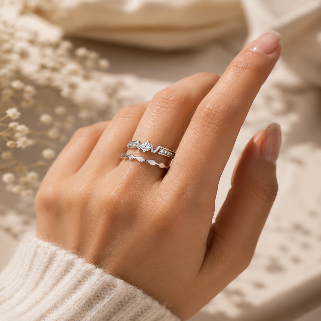 Mashha 925 silver rhodium plated Slay The Day Set of 2 rings Mashha