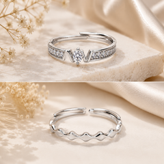 Mashha 925 silver rhodium plated Slay The Day Set of 2 rings Mashha