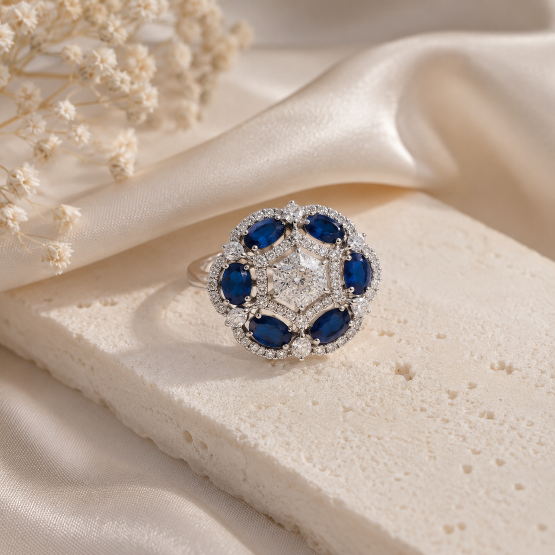 Midnight Bloom Cocktail Ring Mashha