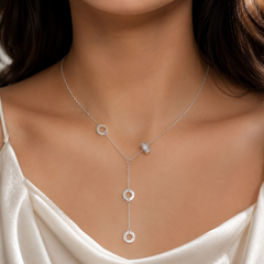 Mashha 925 Silver Rhodium Plated Orbit Grace Lariat Necklace