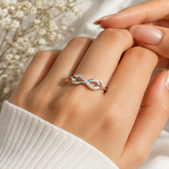 Mashha 925 Silver Rhodium Plated Eternelle  Infinity Ring