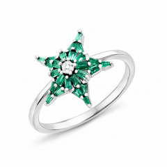 Mashha 925 Silver Rhodium Plated Stellar Gleam Ring (size14)