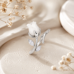 Mashha 925 Silver Rosebud Adjustable Ring