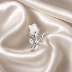 Mashha 925 Silver Rosebud Adjustable Ring