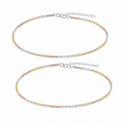 Mashha 925 Silver Tricolor Ball Payal (Pair) Mashha
