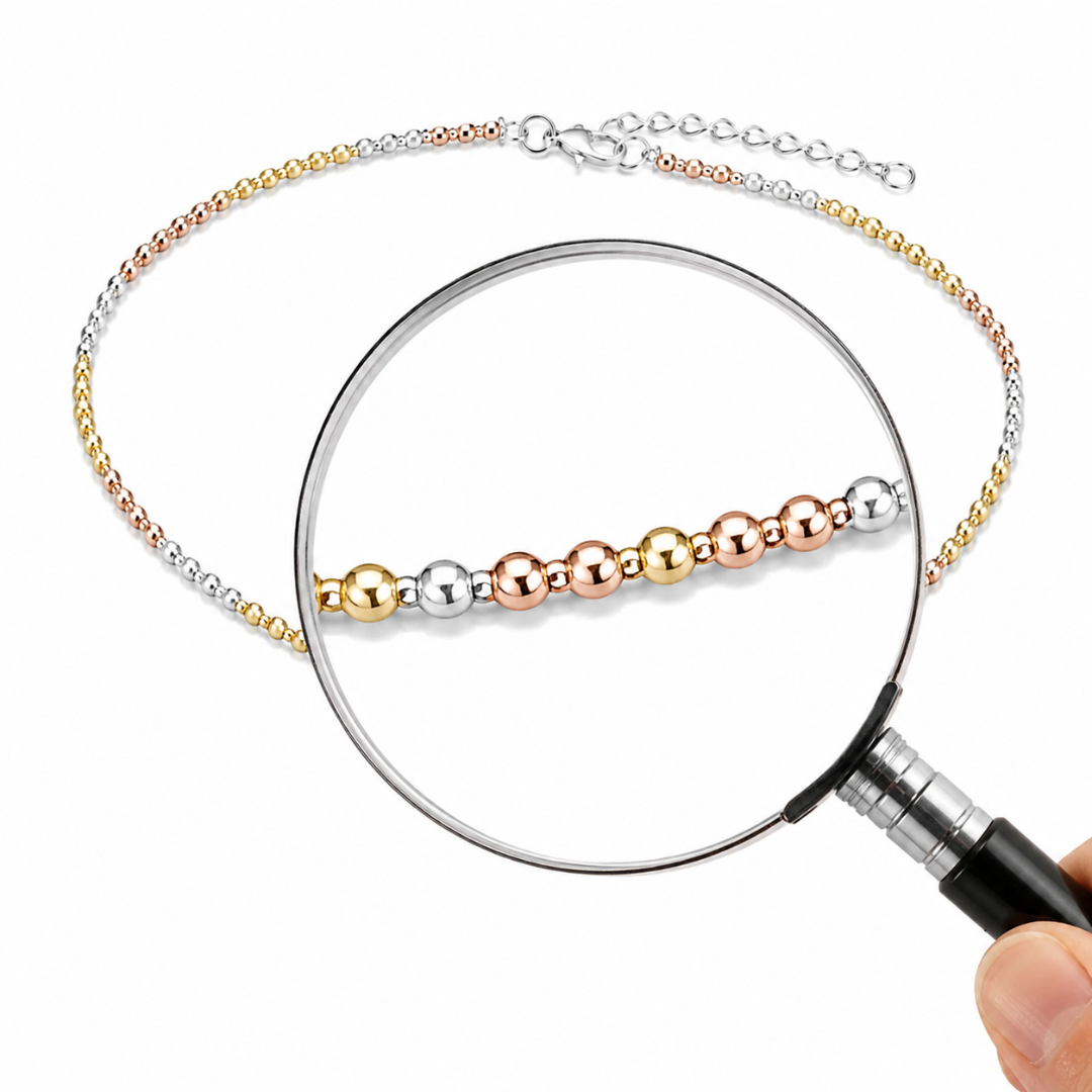 Mashha 925 Silver Tricolor Ball Payal (Pair) Mashha
