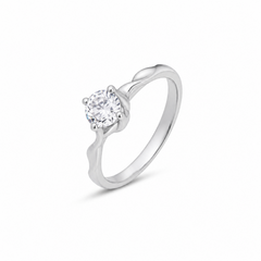 Moonlit Solitaire Silver Ring Mashha