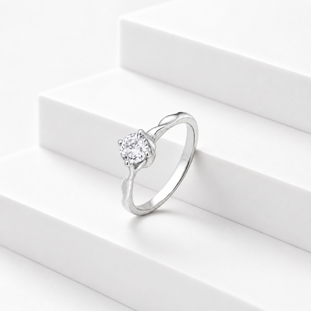 Moonlit Solitaire Silver Ring Mashha