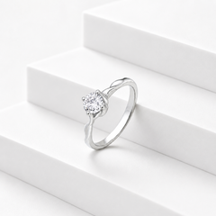 Moonlit Solitaire Silver Ring Mashha
