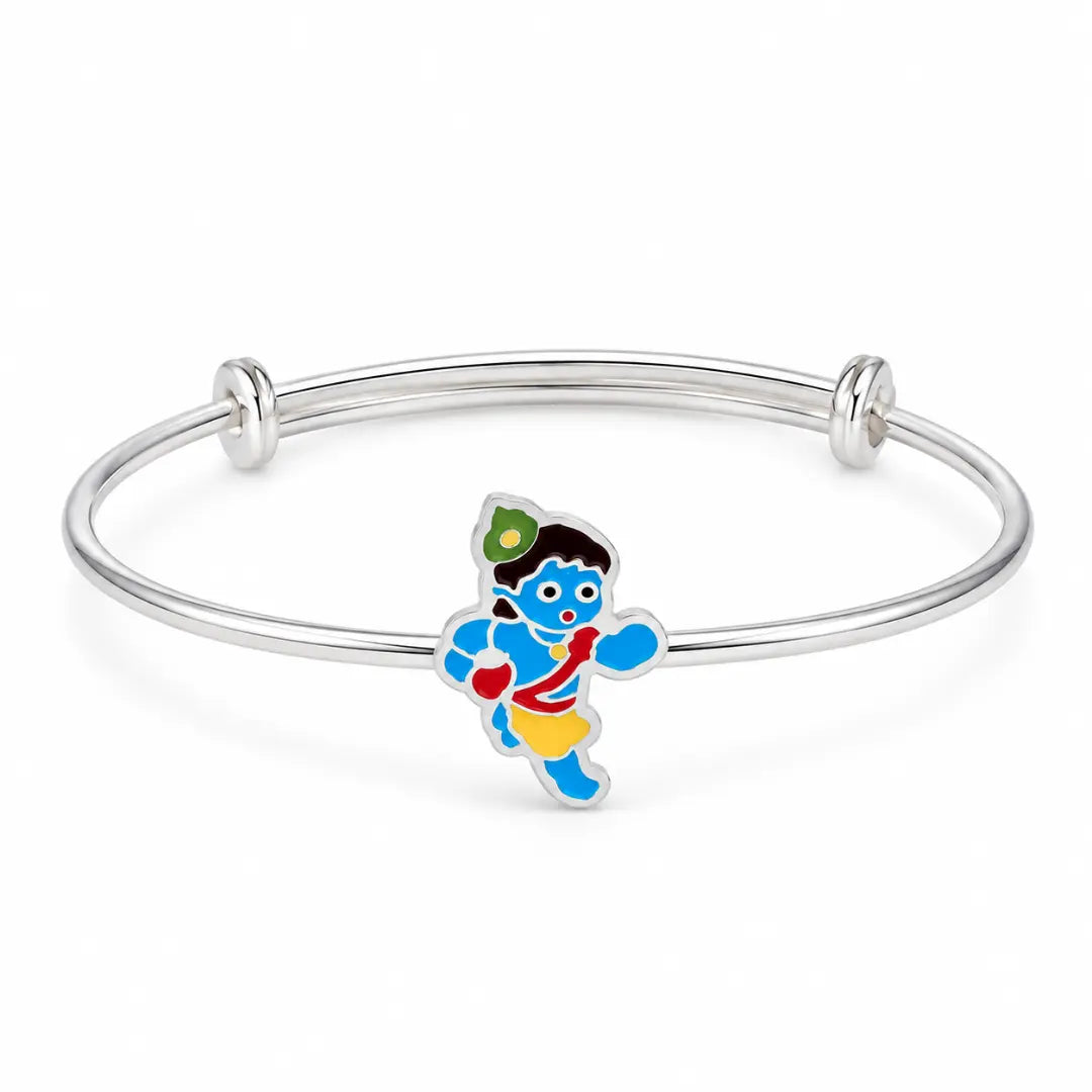 Silver Enamel Baby Kada - Little Krishna Edition Mashha