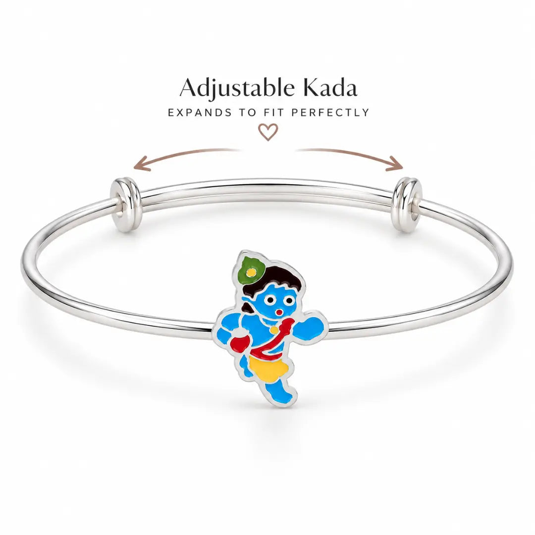 Silver Enamel Baby Kada - Little Krishna Edition Mashha