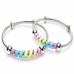 Silver Baby Kada – Pastel Rainbow Beads Mashha