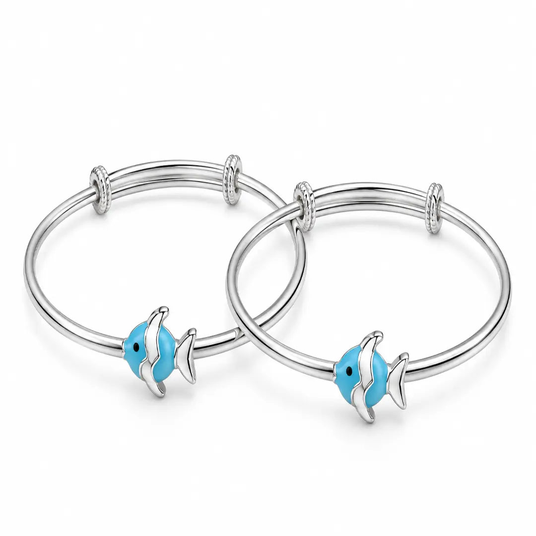 Mashha 925 Silver water baby Fish kid's Kada Mashha