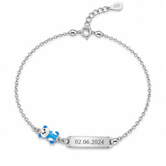 Cuddle Charm 925 Silver Baby Bracelet – Blue Teddy Edition Mashha