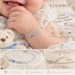 Cuddle Charm 925 Silver Baby Bracelet – Blue Teddy Edition Mashha