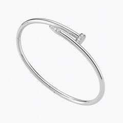 Elegant Nail-Inspired 925 Silver Bangle