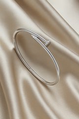 Elegant Nail-Inspired 925 Silver Bangle