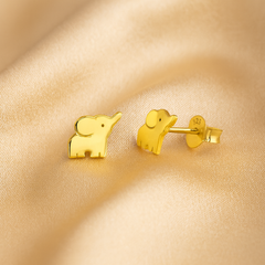 Golden Elephant 925 Silver Earrings