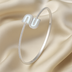 Mashha 925 Silver Lustre U-Curve Silver Bangle