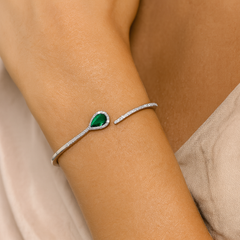 Mashha 925 Silver Emerald Dewdrop Bracelet