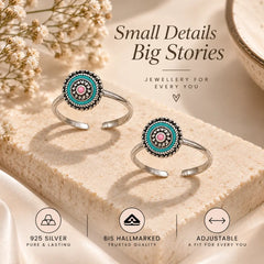 Mashha 925 Silver Tribal Enamel Toe Ring Mashha