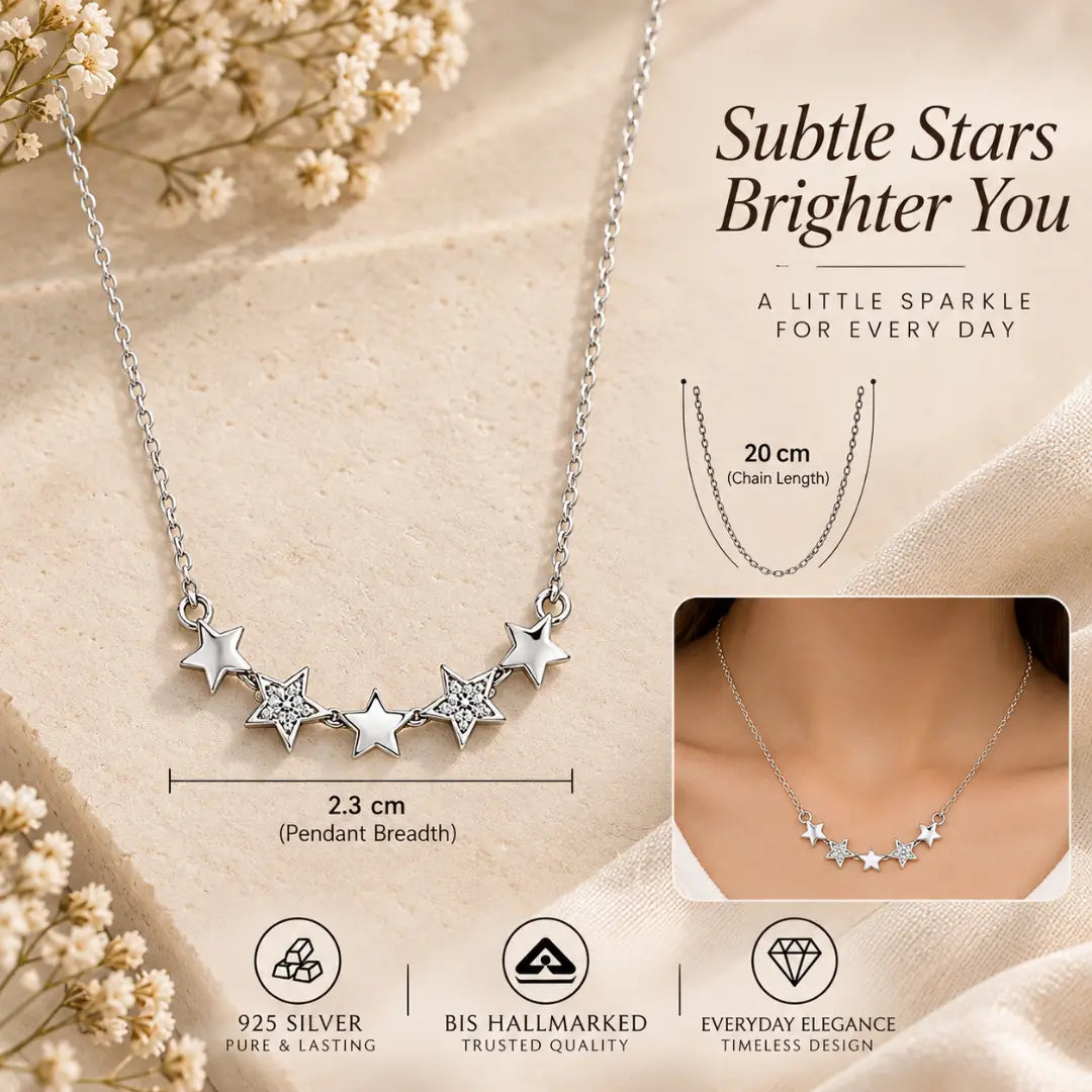 Mashha 925 Silver Starlight Curve Pendant chain Mashha