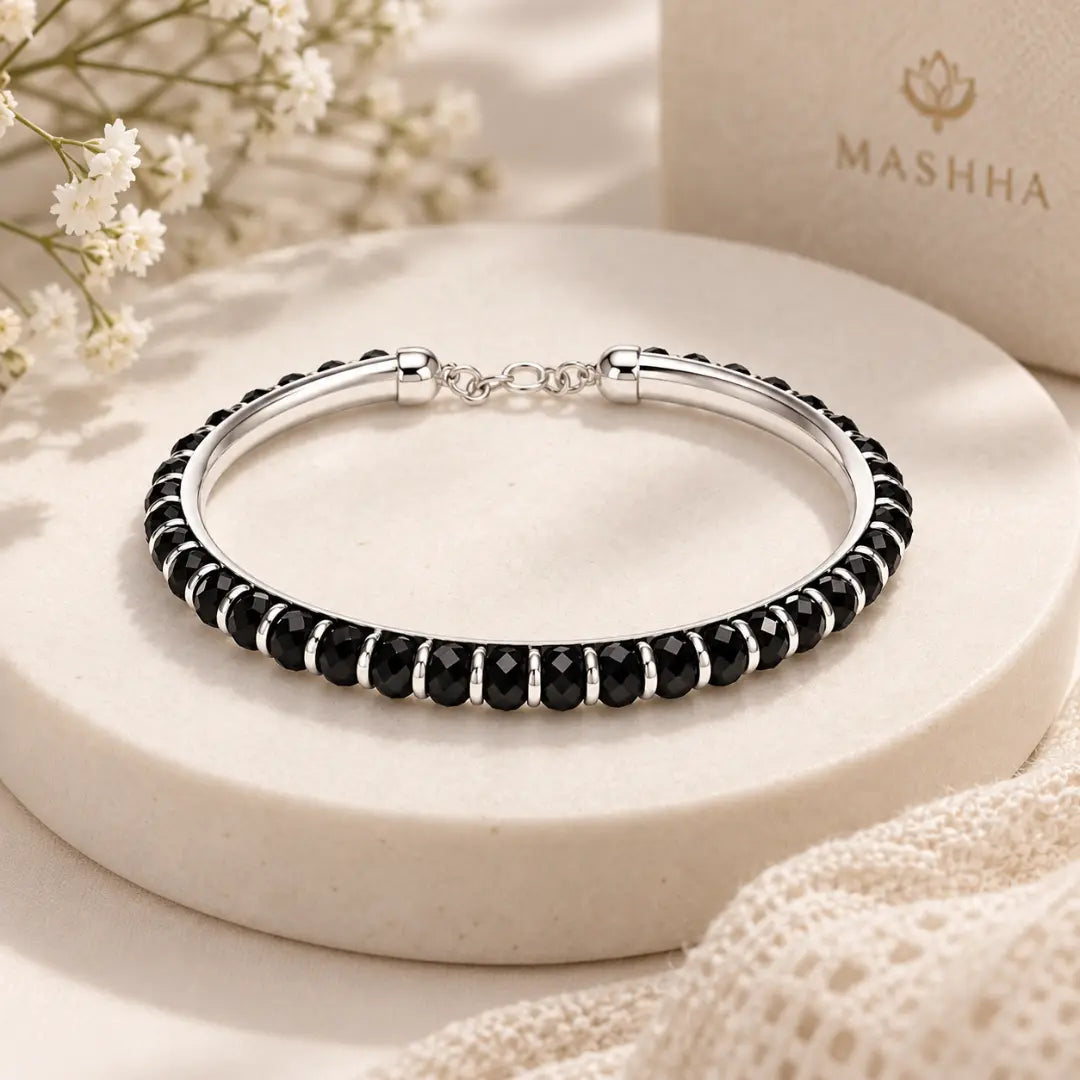 Mashha 925 Silver Classic Black Baby Kada Mashha