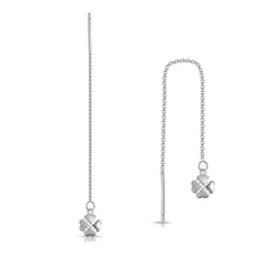 Mashha 925 Silver Clover Glint Sui Dhaga Earrings Mashha