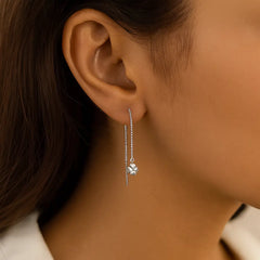 Mashha 925 Silver Clover Glint Sui Dhaga Earrings Mashha