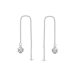 Mashha 925 Silver Clover Glint Sui Dhaga Earrings Mashha
