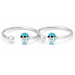 Mashha 925 Silver Cool Dude Design Silver Baby Kada (Pair) Mashha