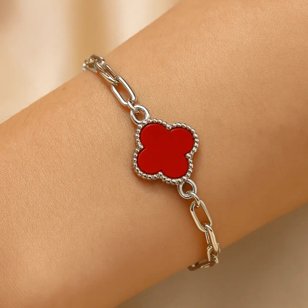 Crimson Clover 925 Silver Bracelet Mashha