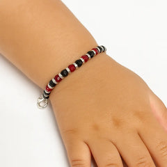 Crimson Noir Beaded Silver Bracelet Mashha