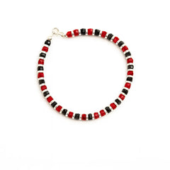 Crimson Noir Beaded Silver Bracelet Mashha