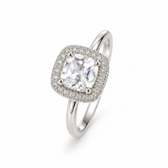 Cushion-Cut Halo Ring