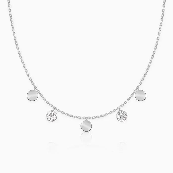 Mashha 925 Silver Dangling Disc Necklace Mashha