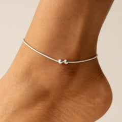 Mashha 925 Silver Dual Bead Rope Anklet (Pair) Mashha