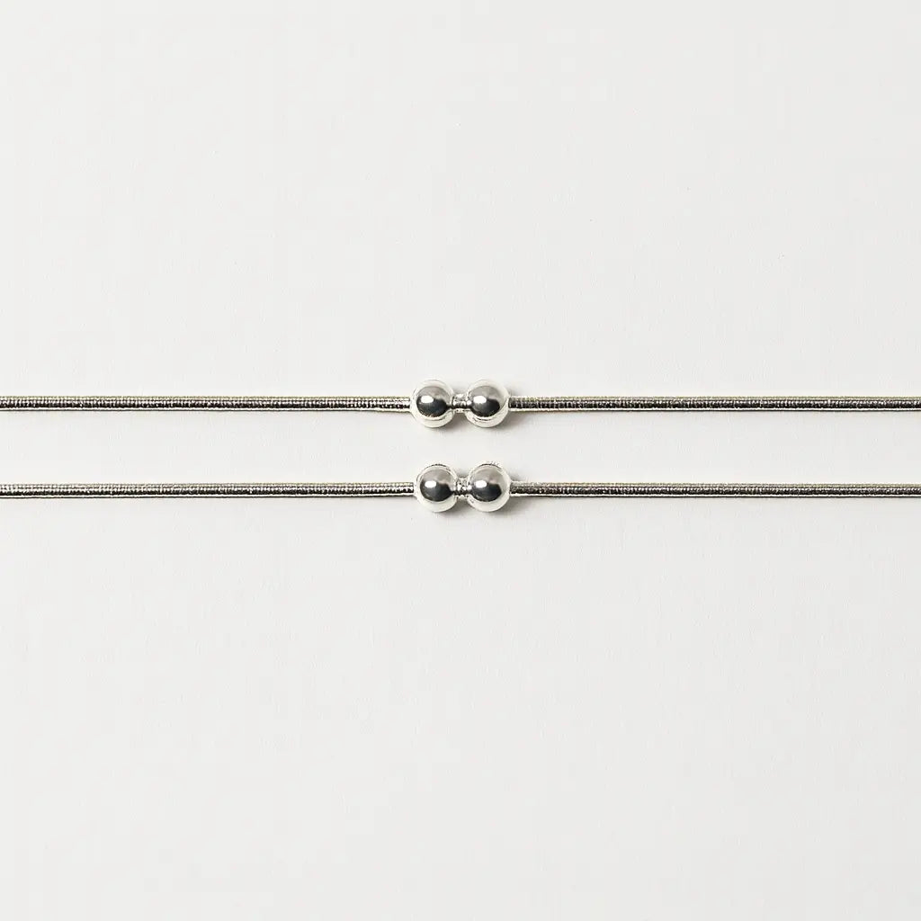 Mashha 925 Silver Dual Bead Rope Anklet (Pair) Mashha