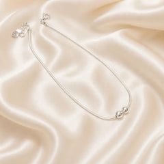 Mashha 925 Silver Dual Bead Rope Anklet (Pair) Mashha