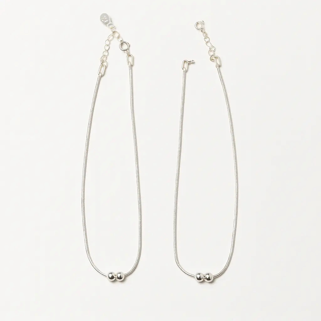 Mashha 925 Silver Dual Bead Rope Anklet (Pair) Mashha
