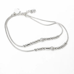 Mashha 925 Silver Dual Layer Beaded Anklet (Pair) Mashha