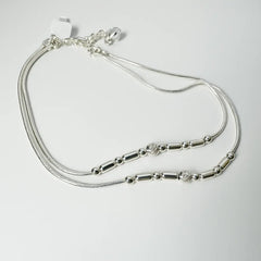 Mashha 925 Silver Dual Layer Beaded Anklet (Pair) Mashha