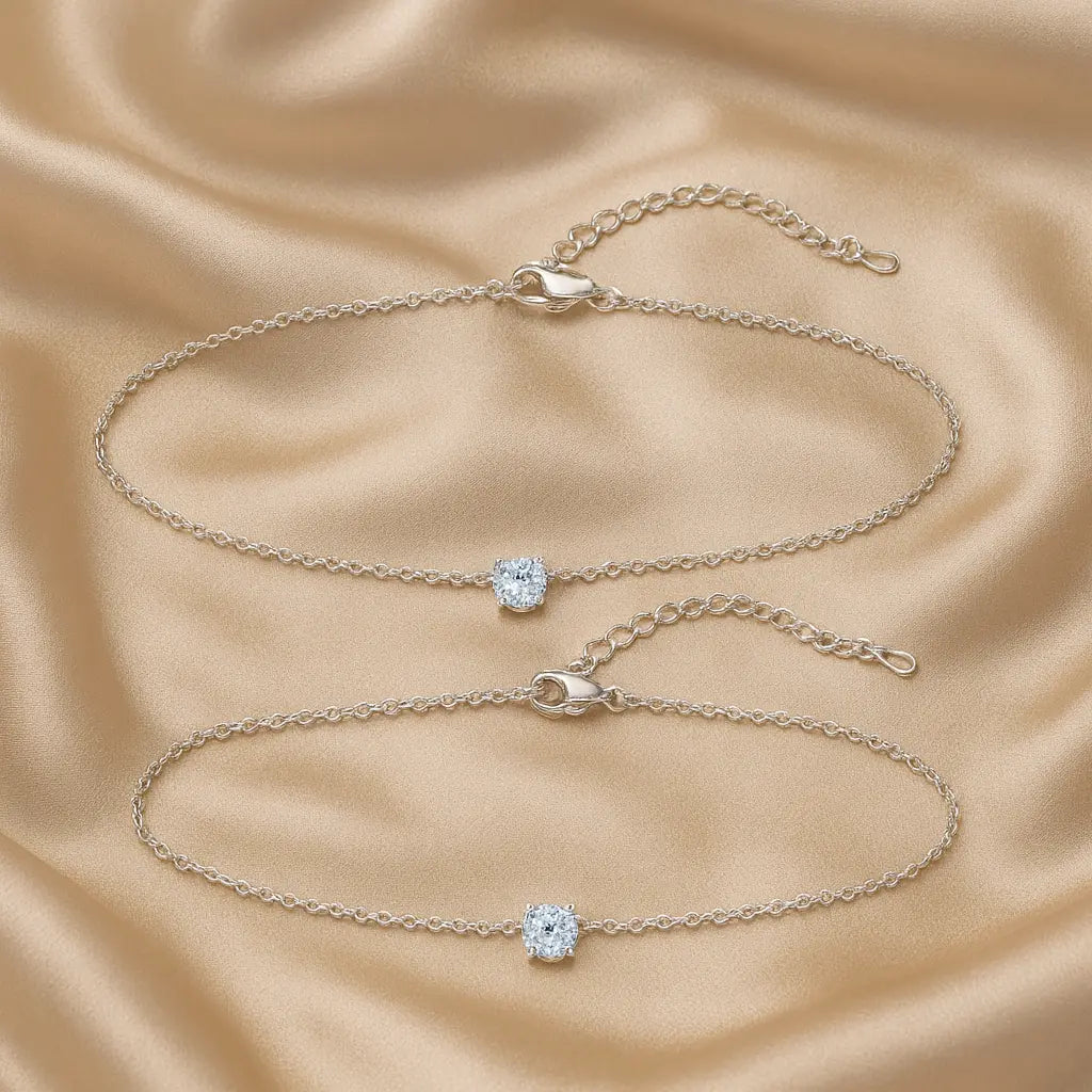 Mashha 925 Silver Elegant Solitaire Silver Anklet Mashha