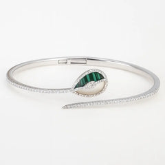 Mashha 925 Silver Emerald Teardrop Radiance Bangle Mashha