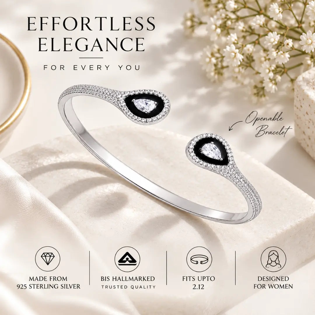 Mashha 925 Silver Eterna Noir Cuff bangle Mashha