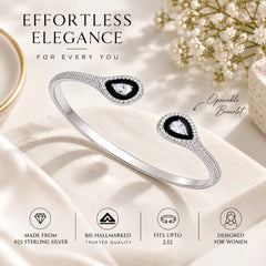 Mashha 925 Silver Eterna Noir Cuff bangle Mashha
